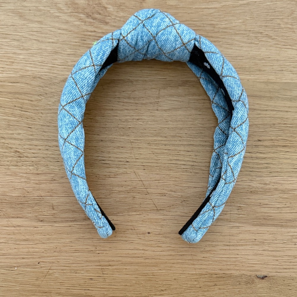 Lele  Sadoughi Quilted Denim Knotted Headband